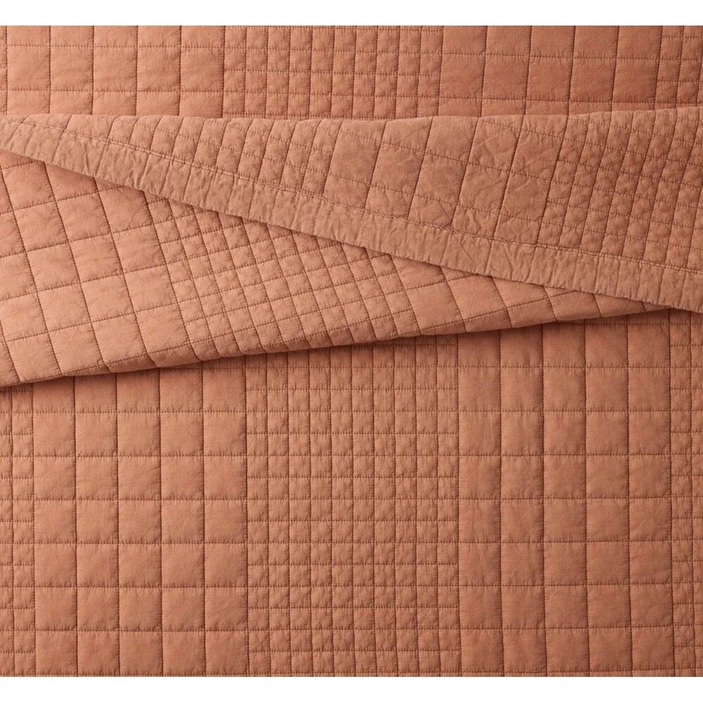 Full/Queen Grid Stitch Quilt Rust - Hearth & Hand with Magnolia NEW